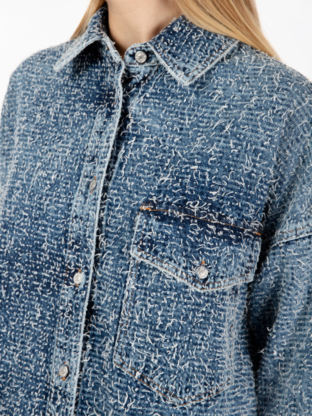 Giacca in denim operato blu