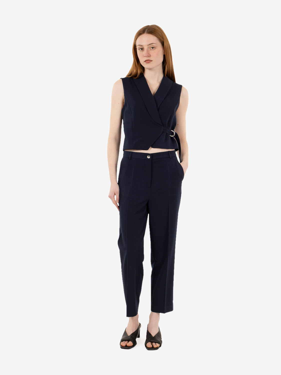 Gilet con cintura blu