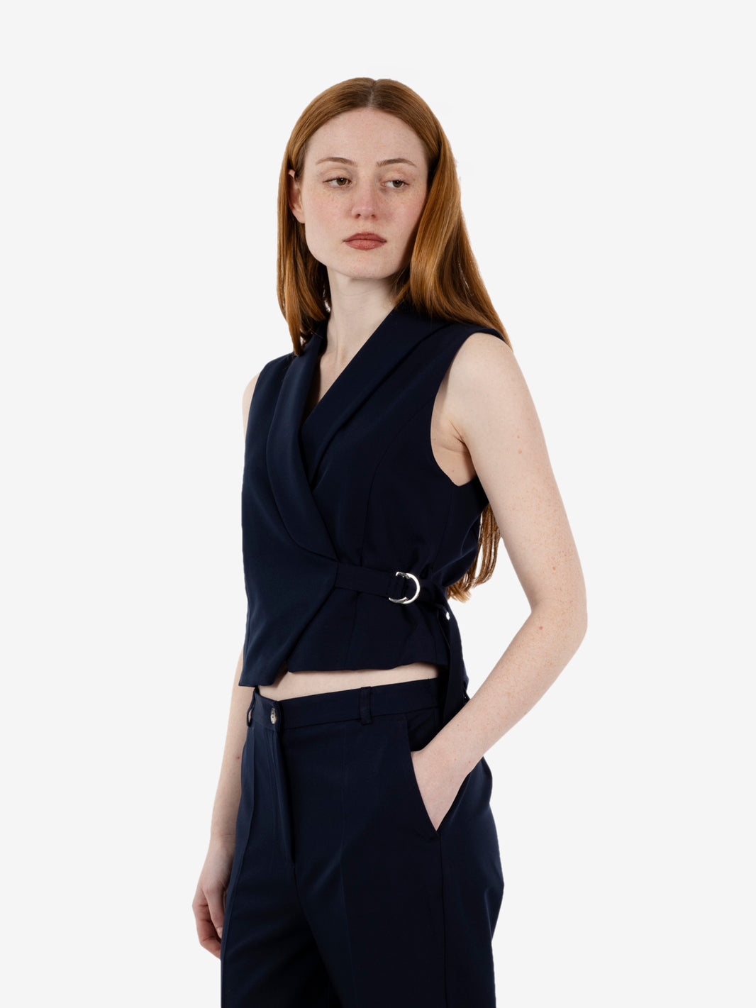Gilet con cintura blu
