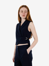 Gilet con cintura blu