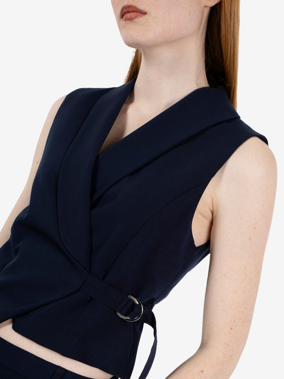 Gilet con cintura blu
