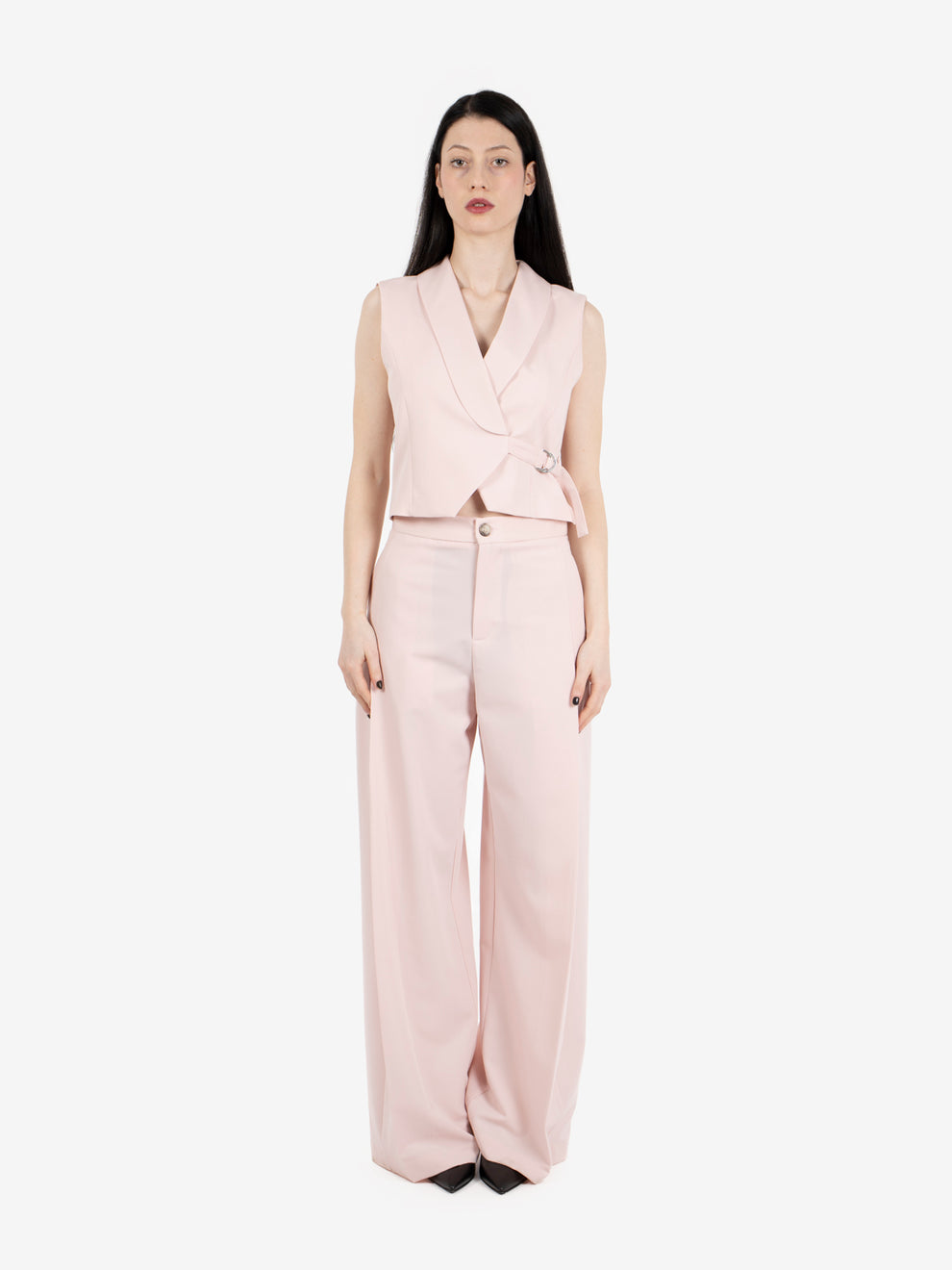 Gilet con cintura rosa