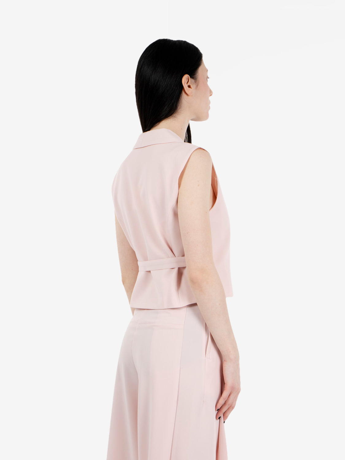 Gilet con cintura rosa