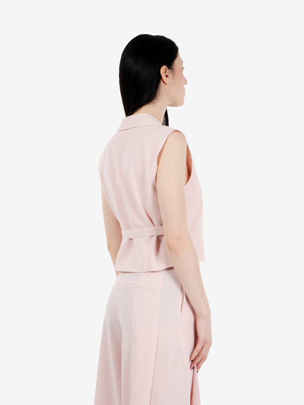 Gilet con cintura rosa