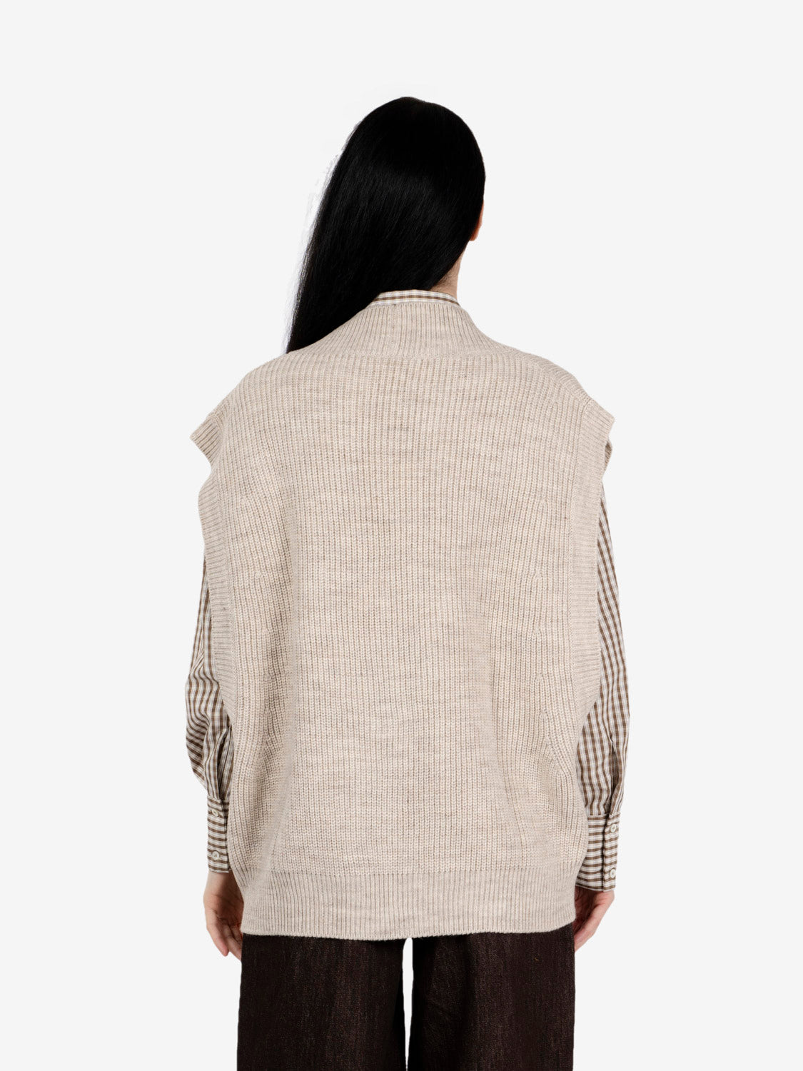 Beige mélange knit vest