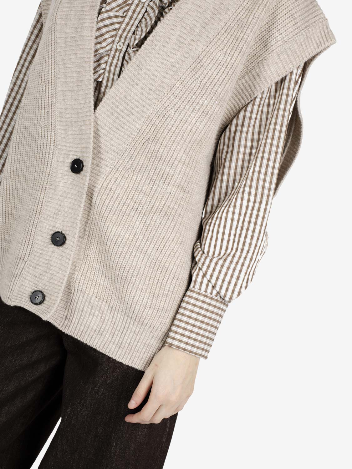 Beige mélange knit vest