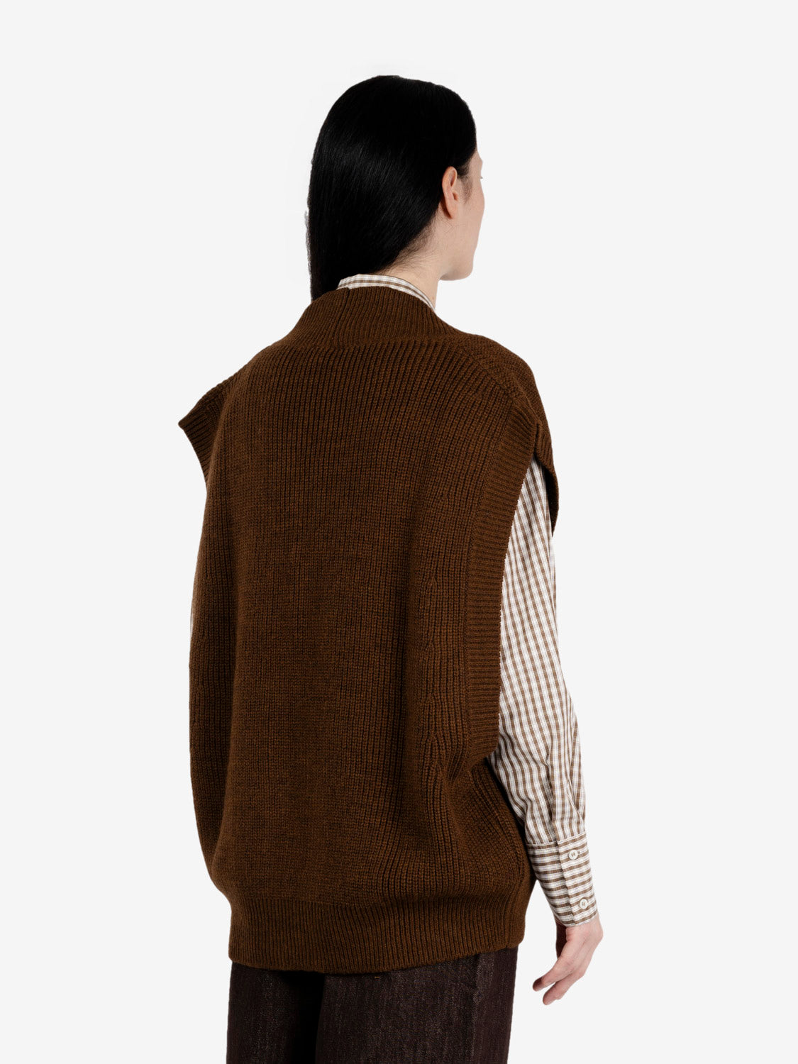 Gilet in maglia cuoio