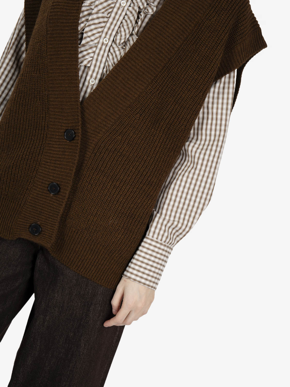 Gilet in maglia cuoio