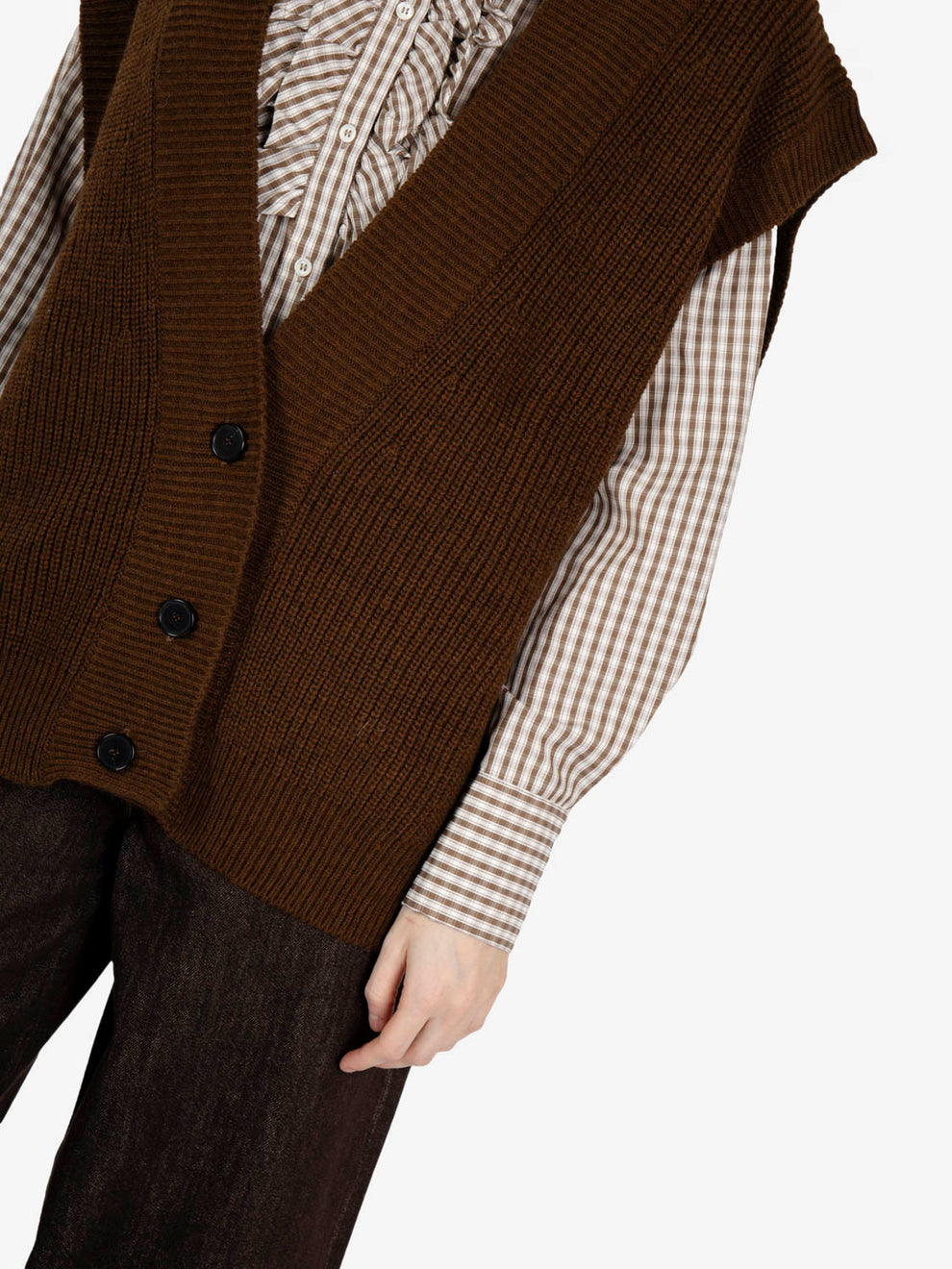 Gilet in maglia cuoio
