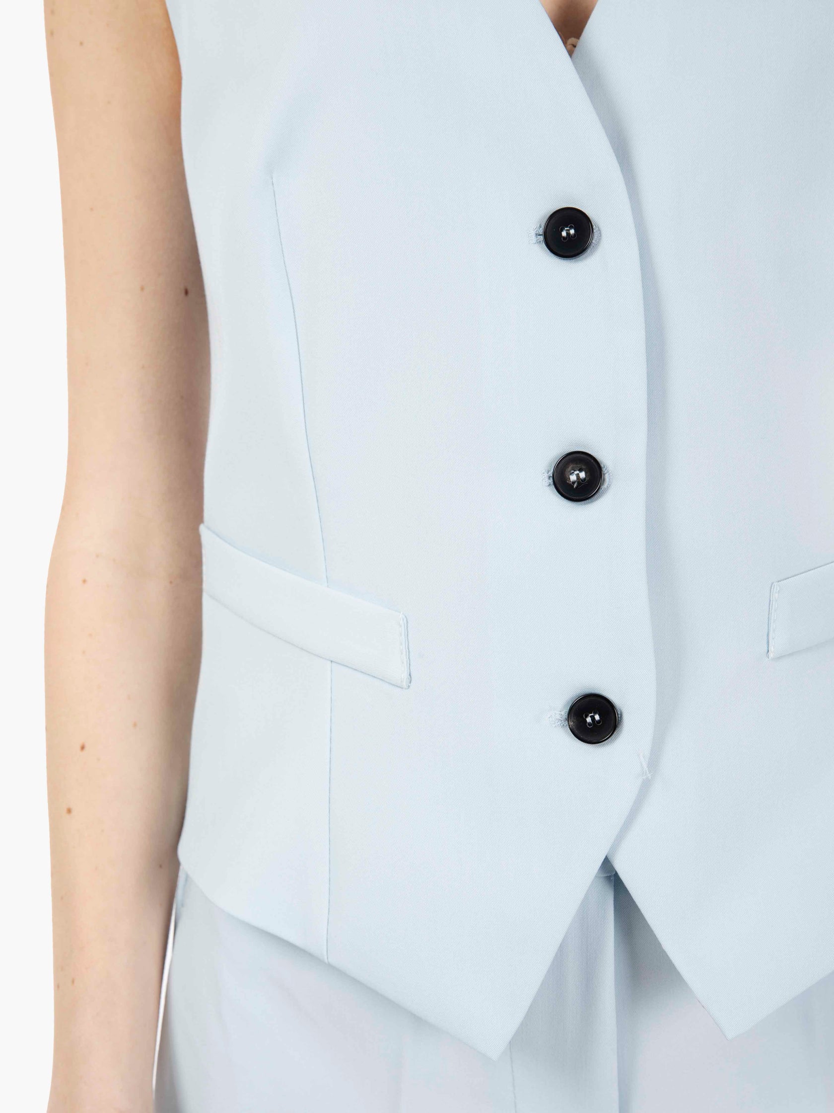 Gilet monopetto misto viscosa azzurro