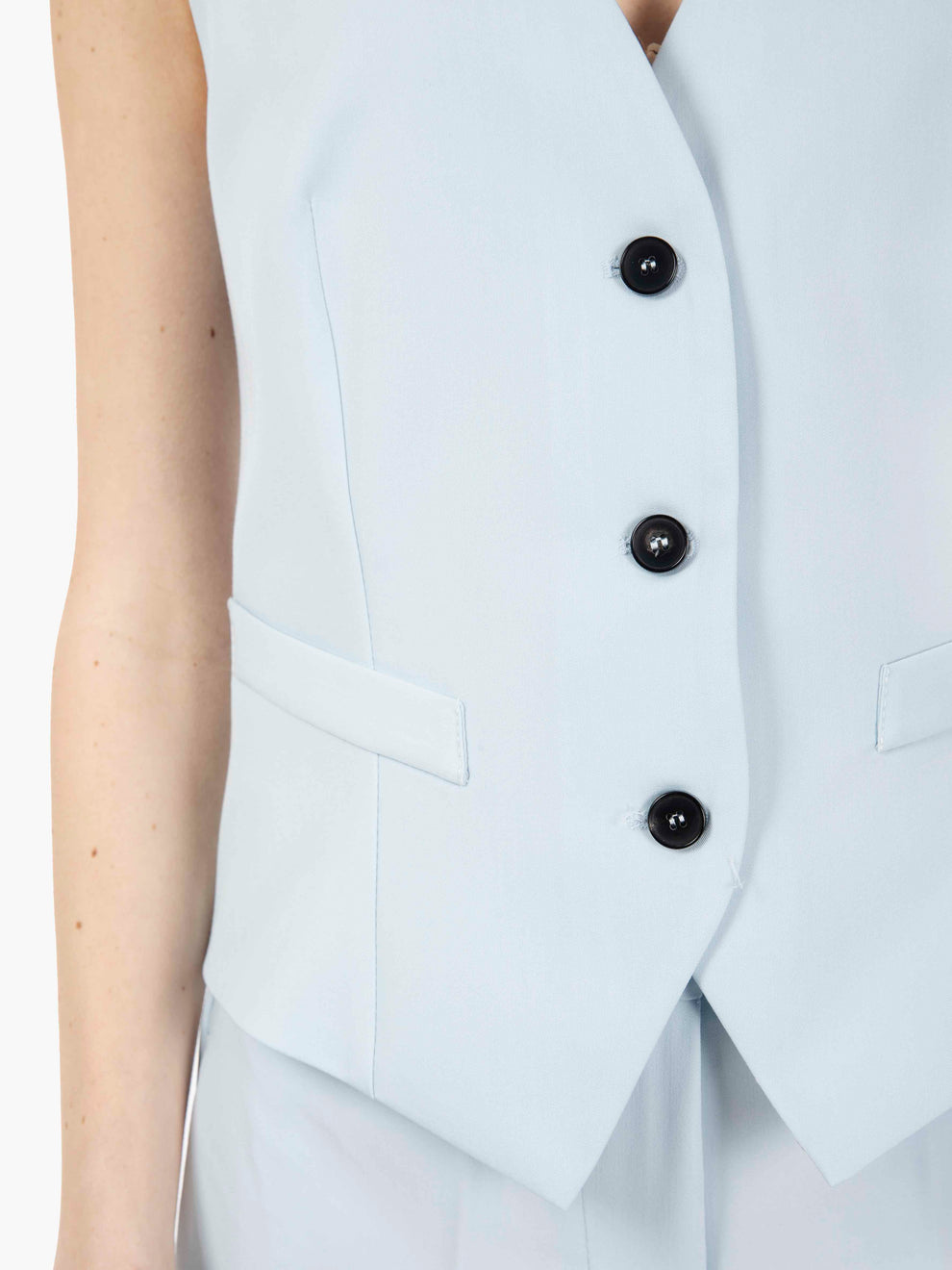 Gilet monopetto misto viscosa azzurro