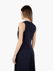 VICOLO - Gilet monopetto misto viscosa blu