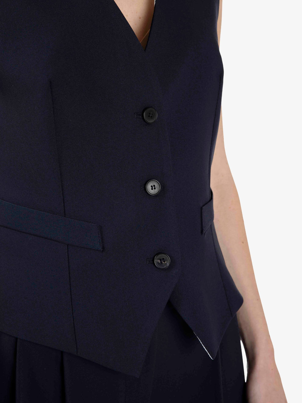 Gilet monopetto misto viscosa blu