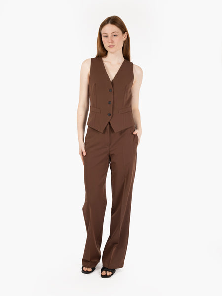 Gilet monopetto misto viscosa moro