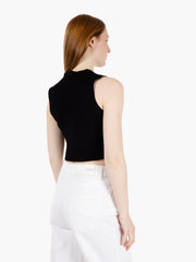 VICOLO - Gilet scollo a V cropped nero
