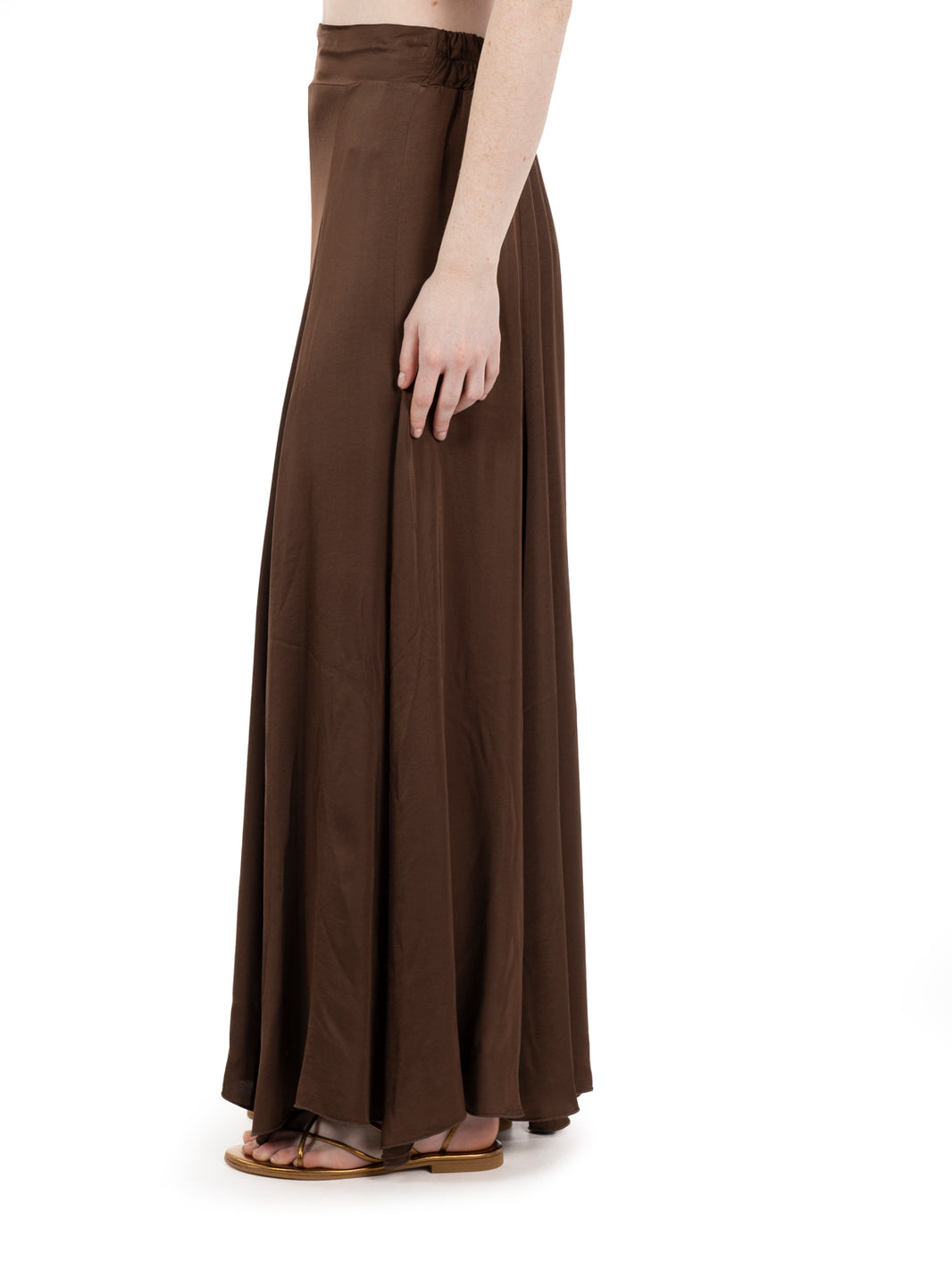 Gonna midi satin marrone