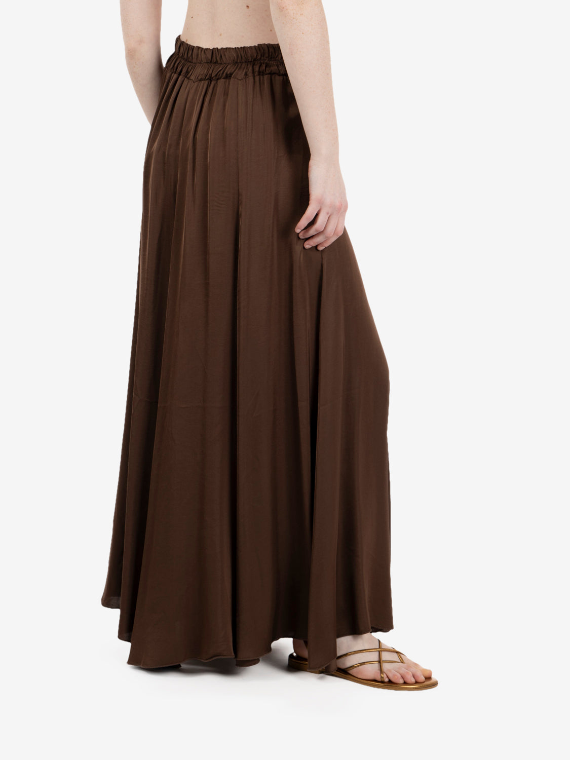 Gonna midi satin marrone