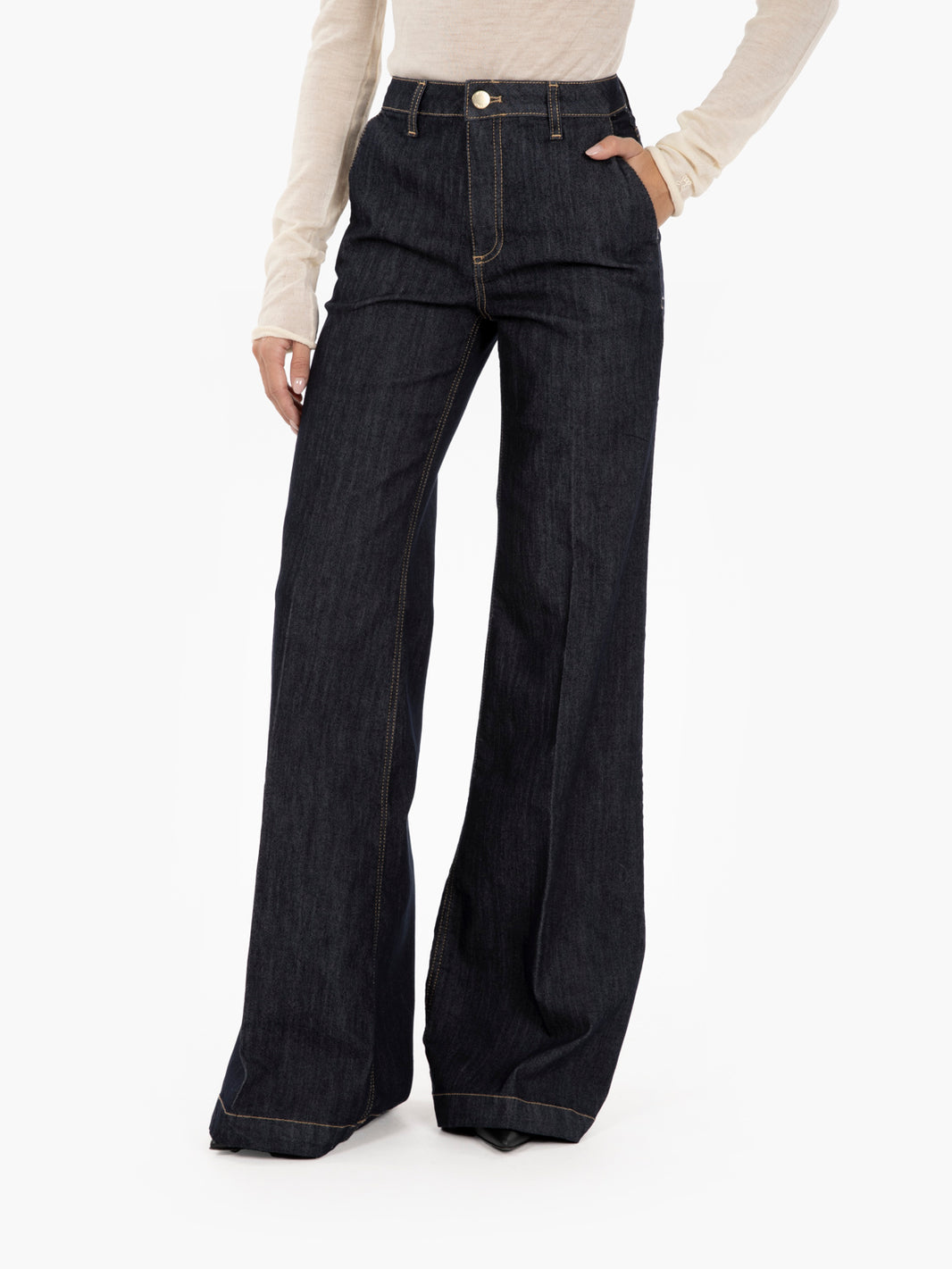 Jeans a palazzo Elena blu rinse