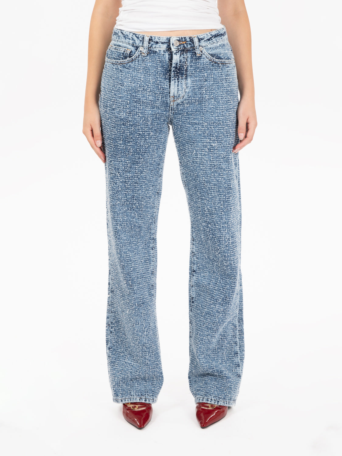 Jeans Alex wide leg operato blu