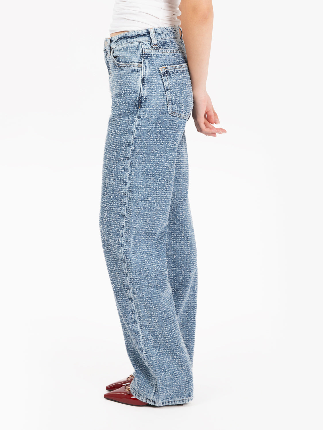 Jeans Alex wide leg operato blu