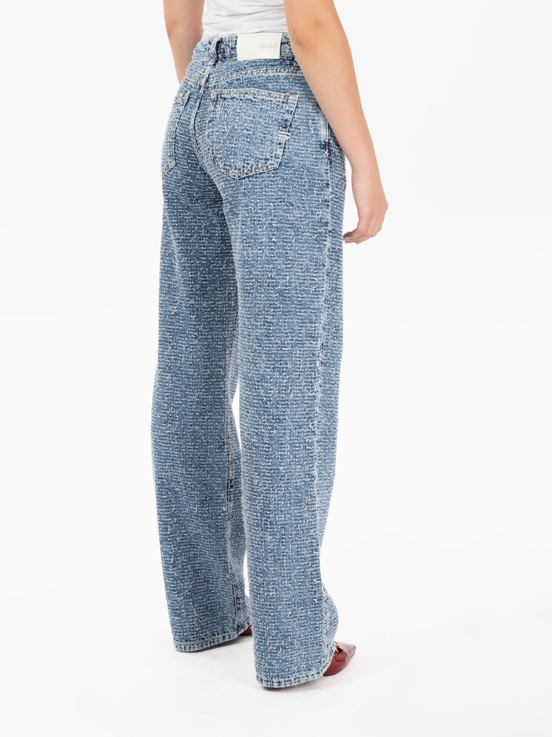 Jeans Alex wide leg operato blu