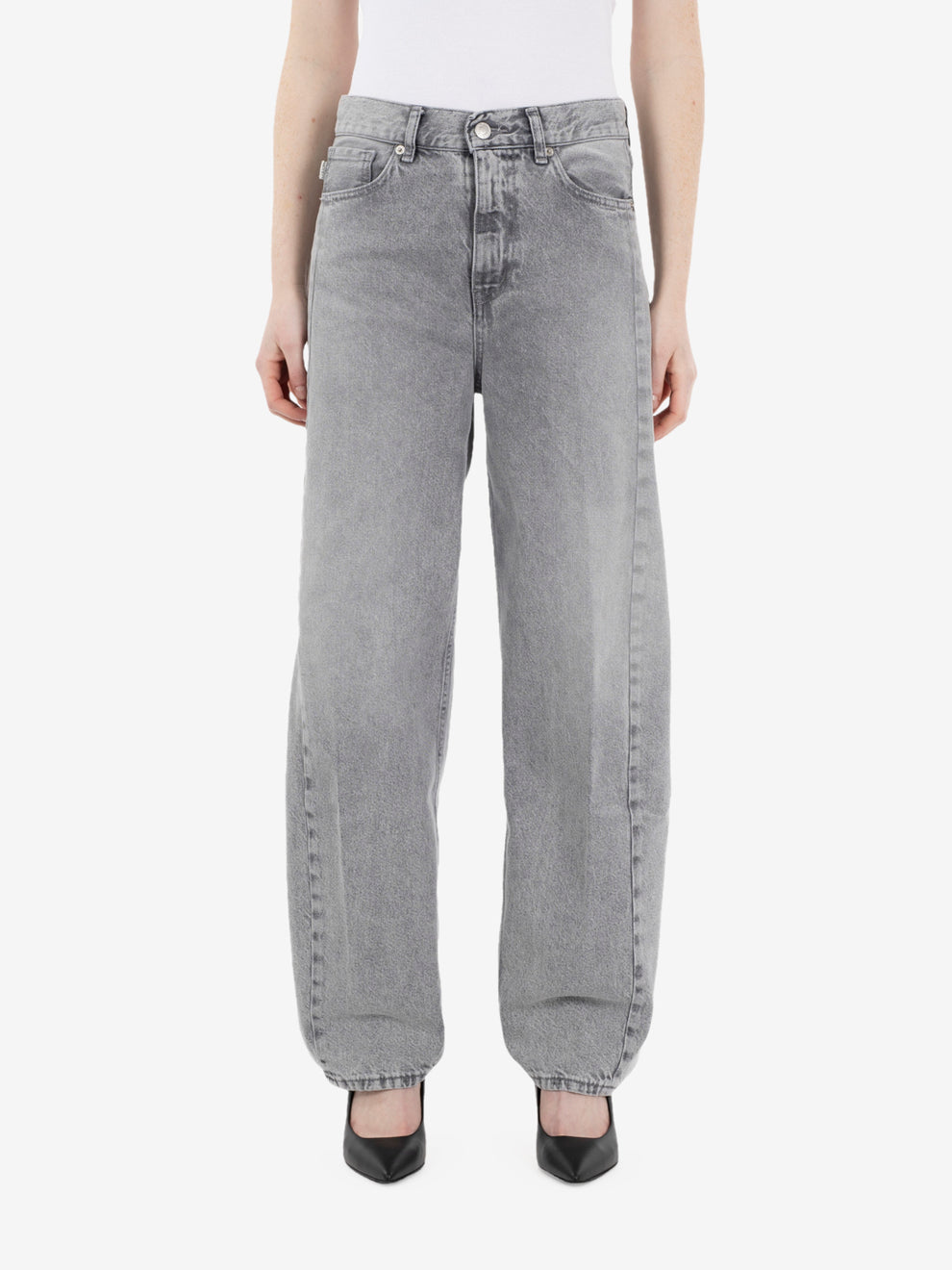 Chiara barrel grey denim jeans