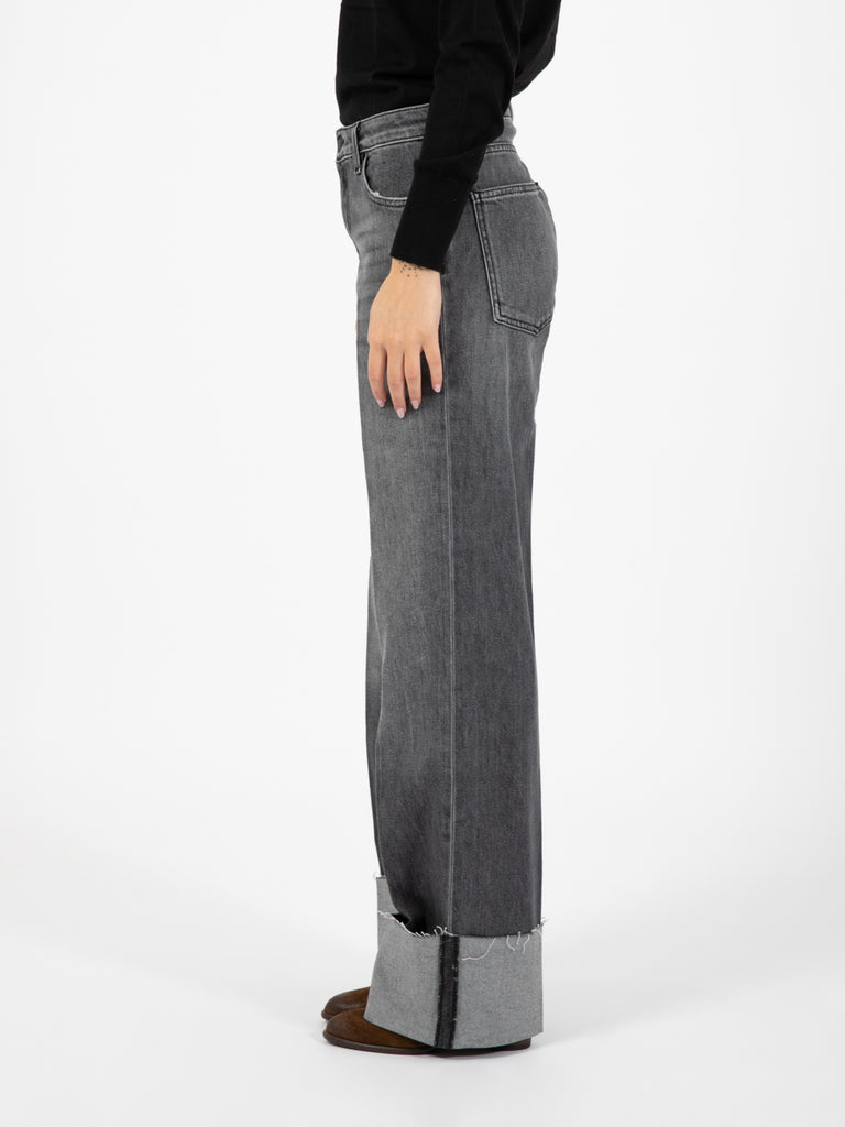 VICOLO - Jeans dritto con maxi risvolto grigio