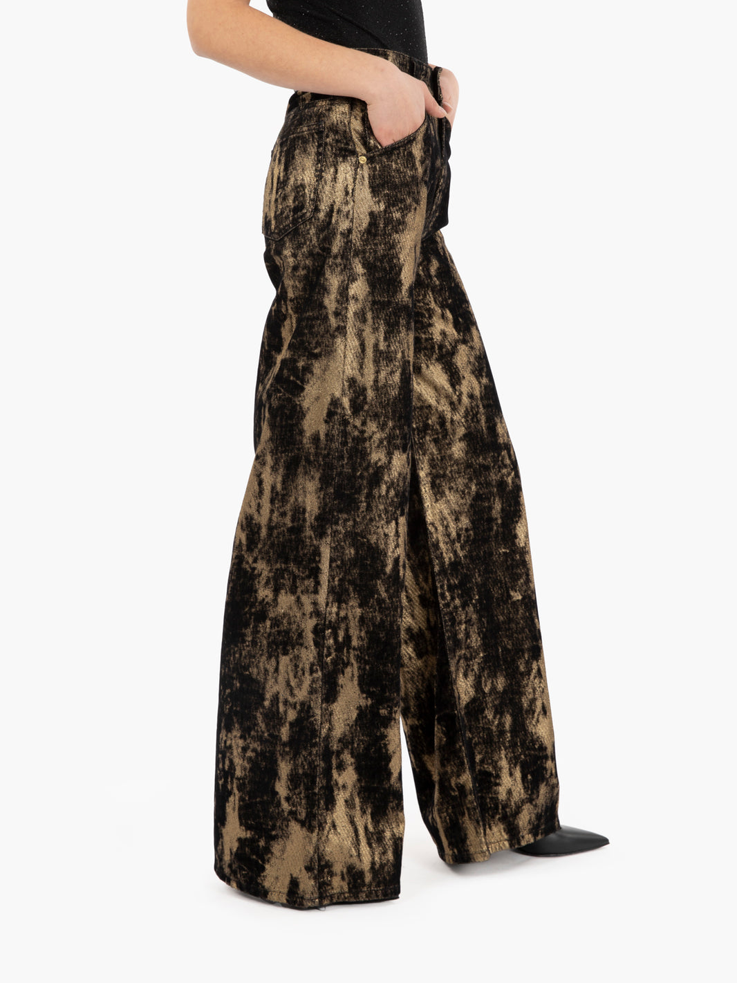 Jeans Icon Lexie laminato oro / nero
