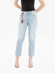 VICOLO - Jeans Piper dettaglio bottoni denim chiaro