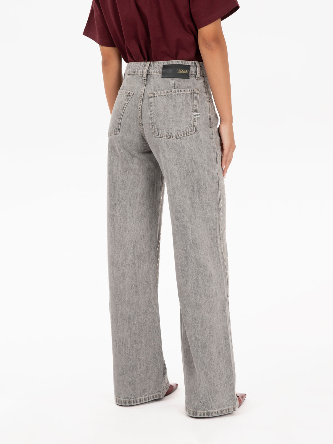 Jeans swarosky gessato grigio