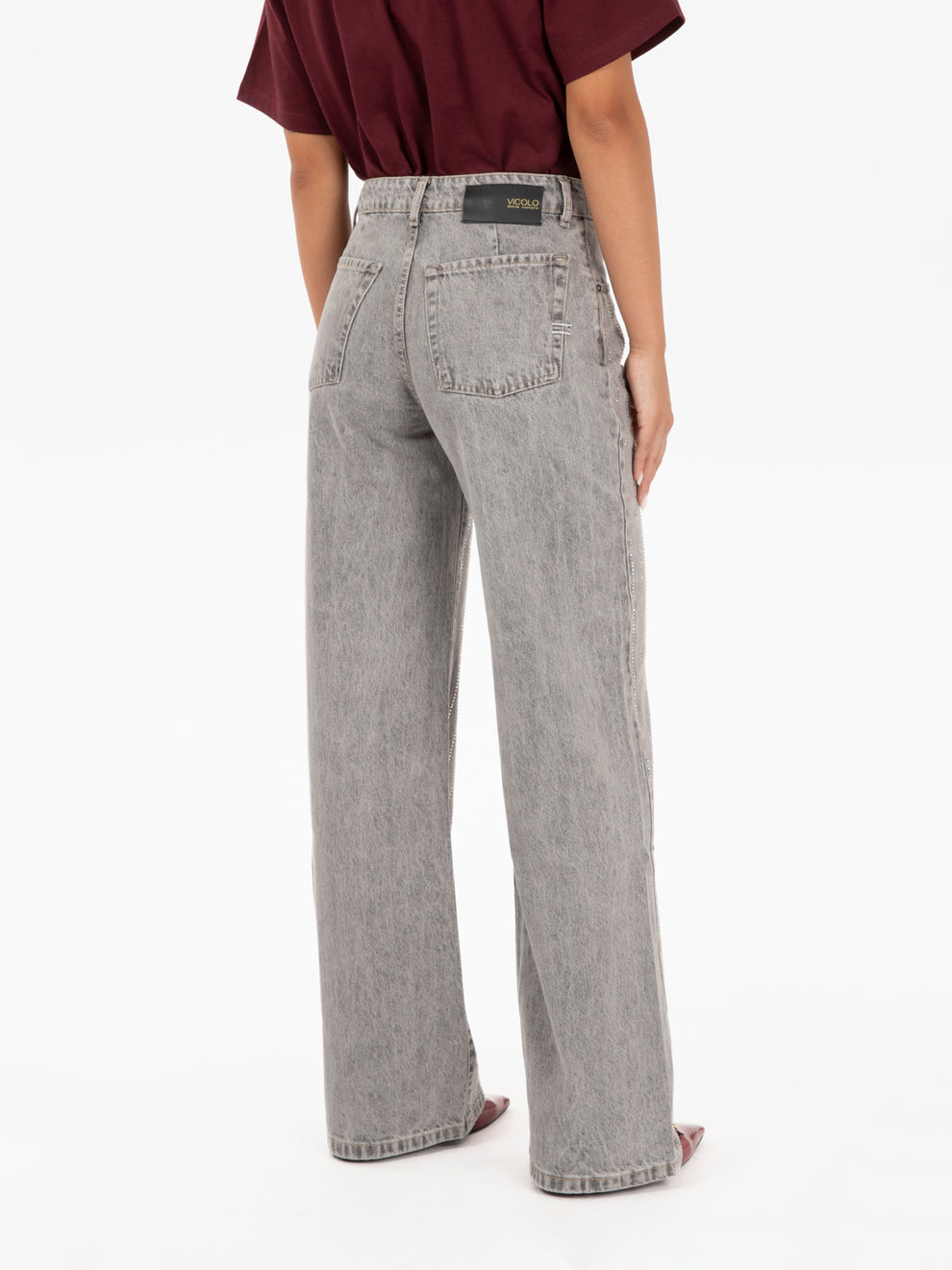 Jeans swarosky gessato grigio