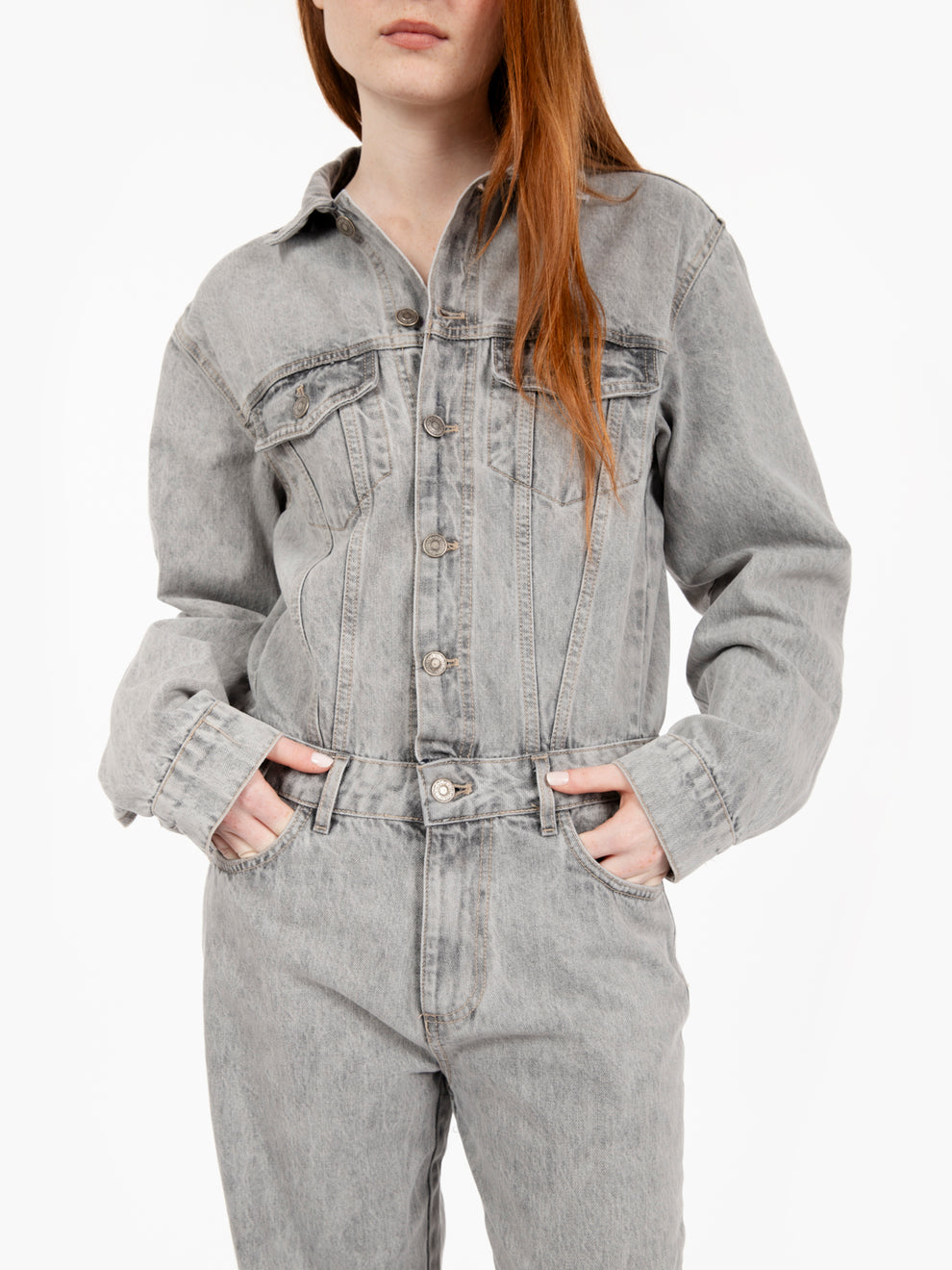 Jumpsuit in denim grigio