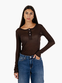 Maglia serafino misto cashmere moro