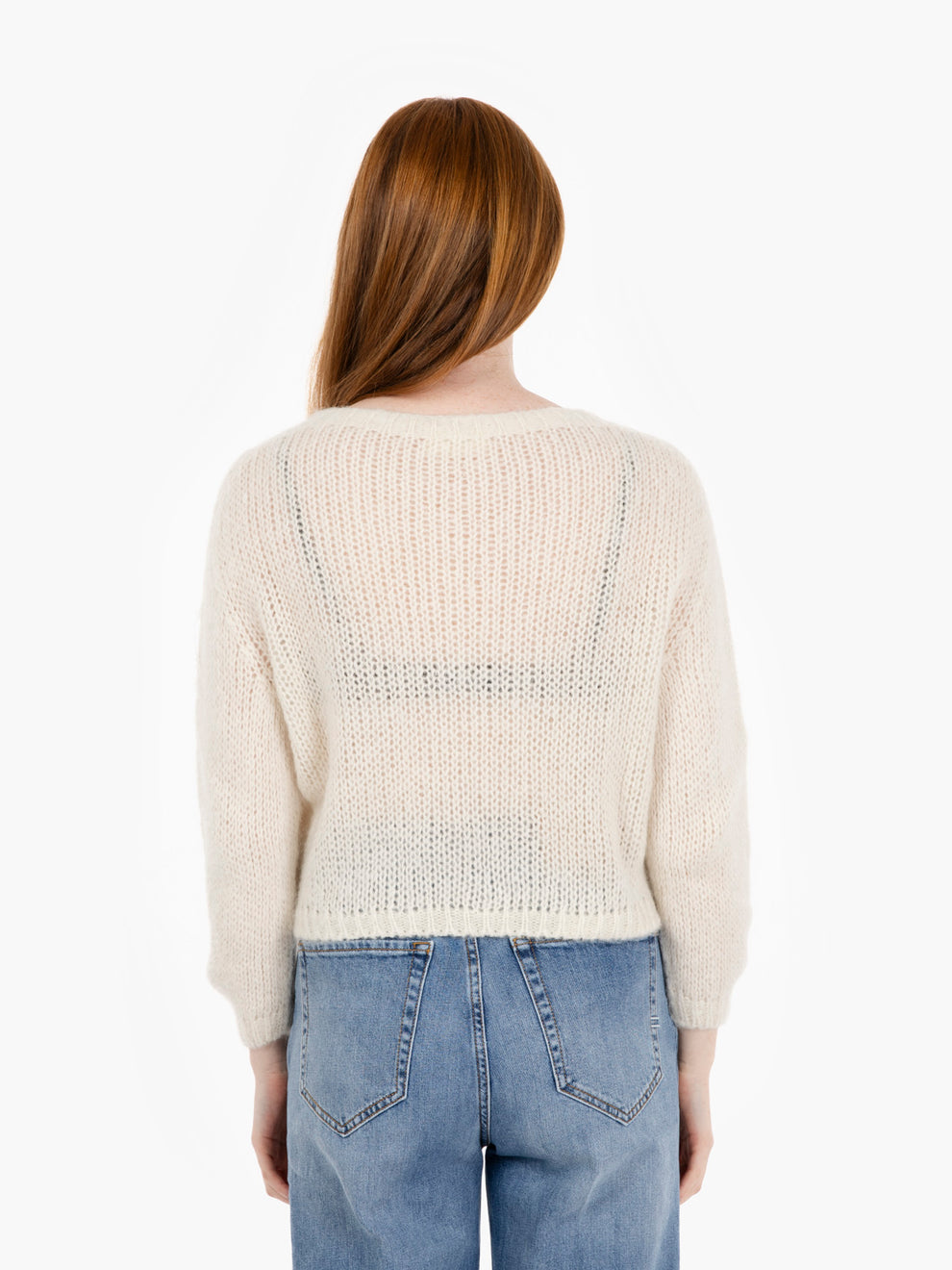 White wool crop sweater