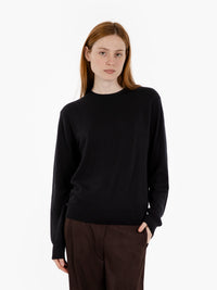 Black wool crew neck sweater