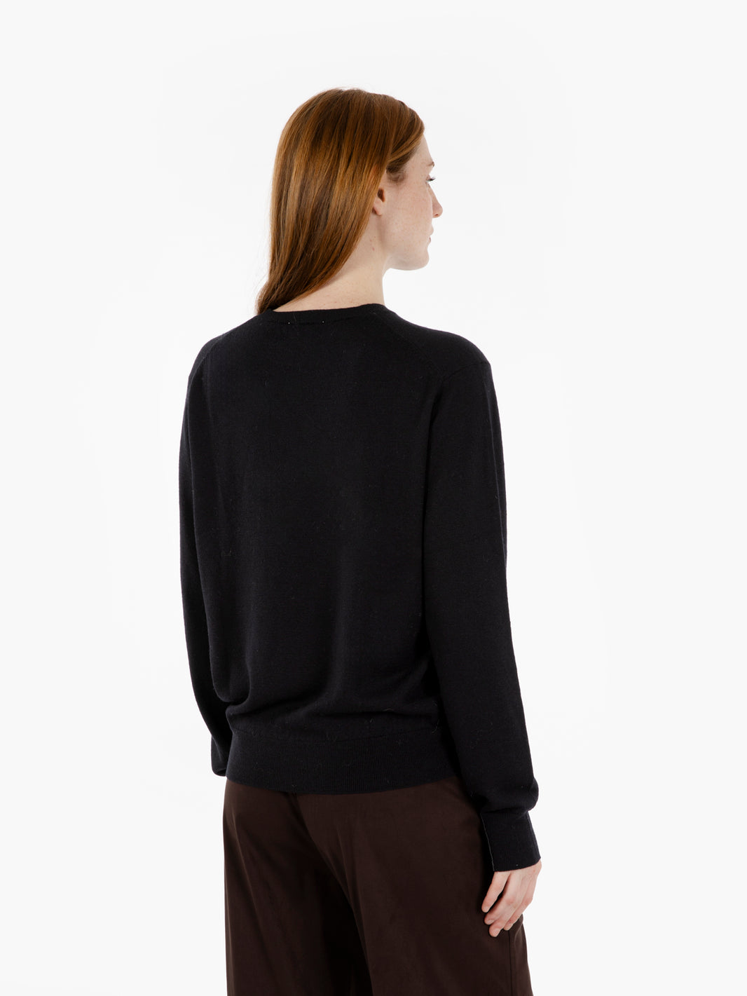 Black wool crew neck sweater