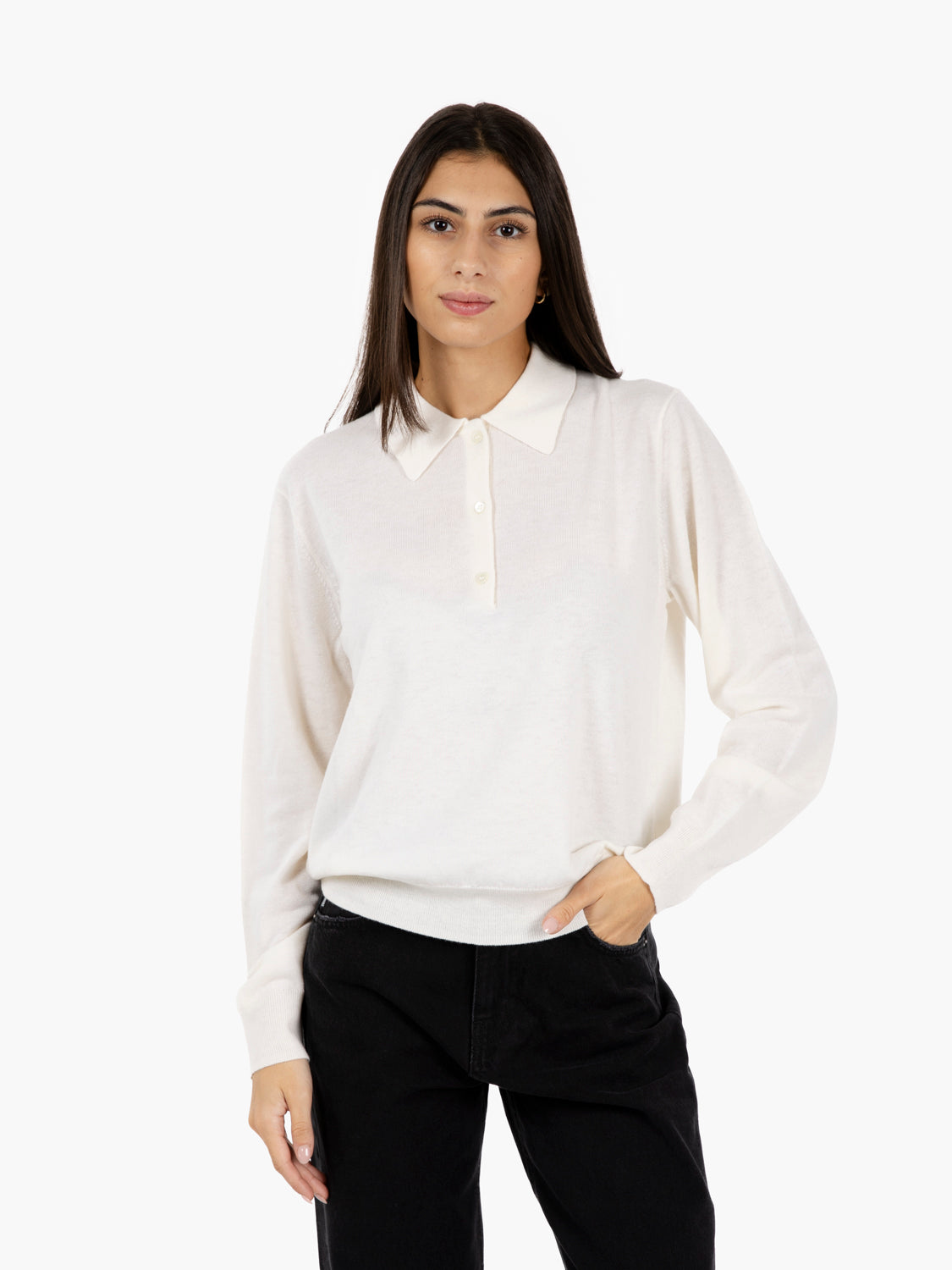 WHITE LONG-SLEEVE POLO SHIRT 22004_WHITE