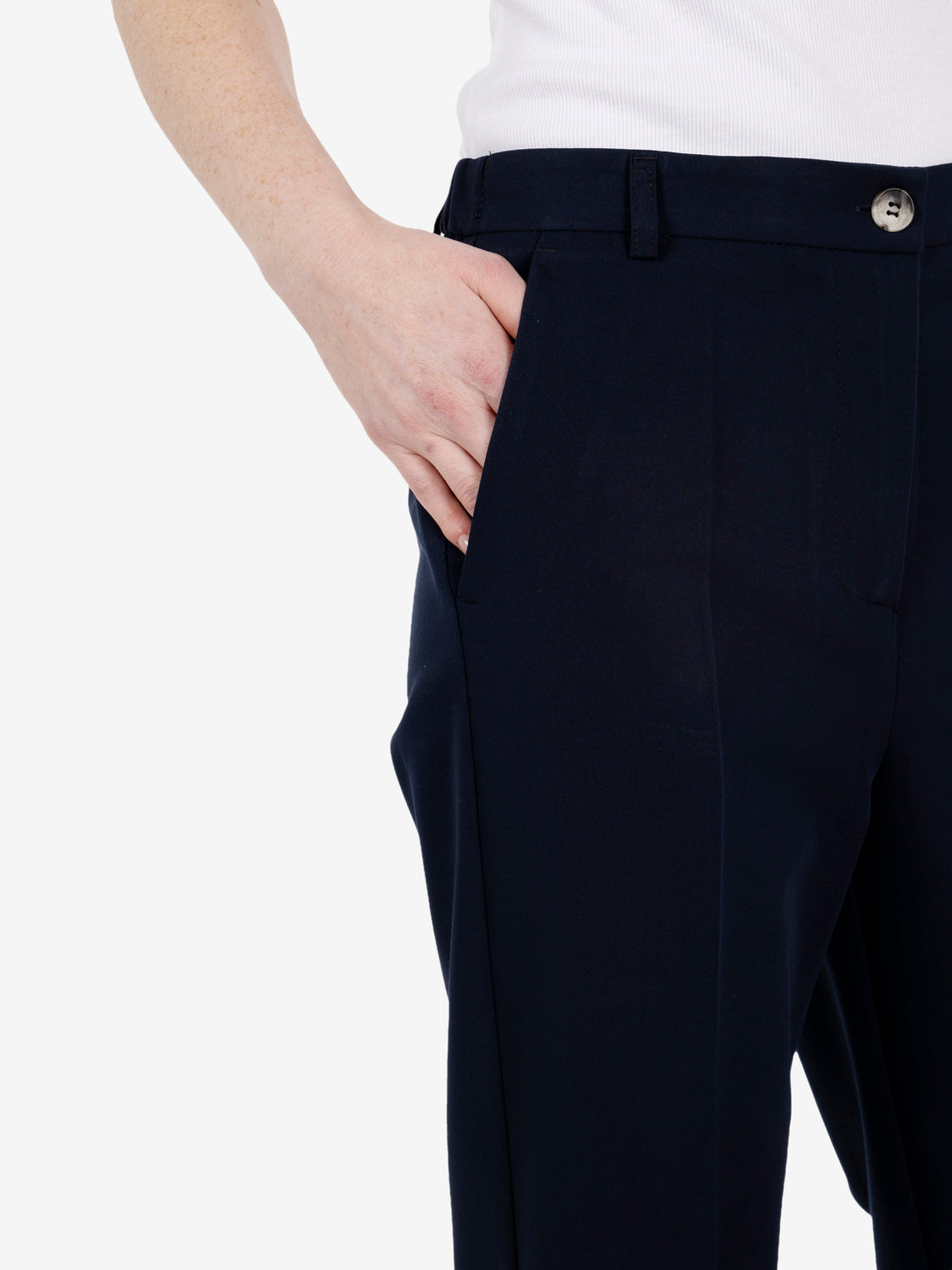 Navy cigarette trousers