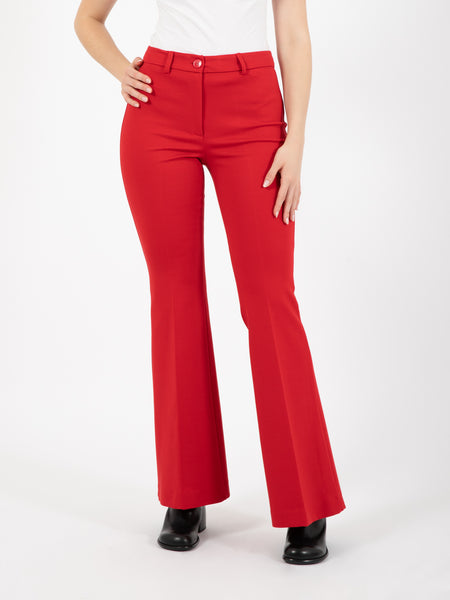 Pantalone elegante flare rosso