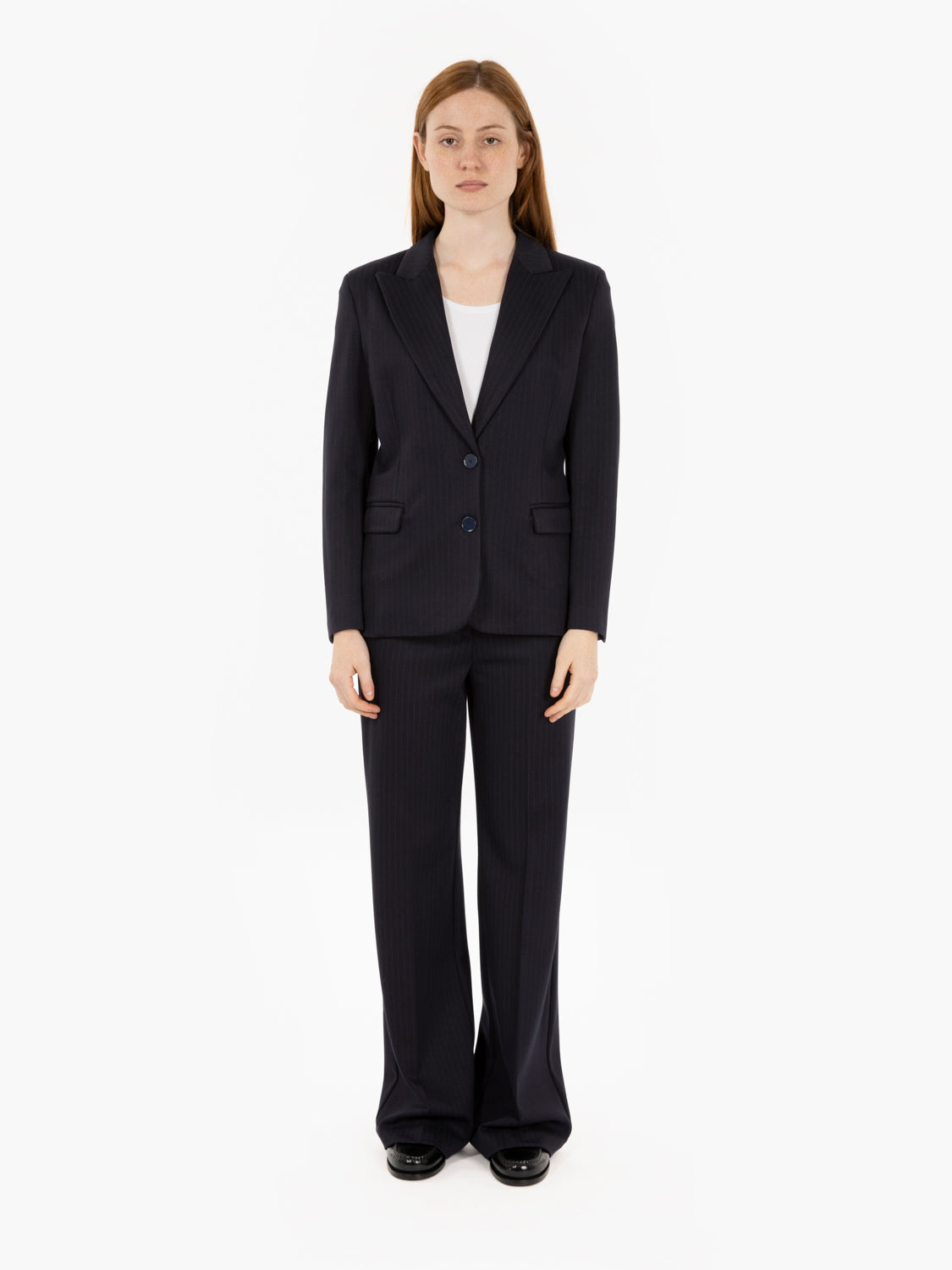 Blue pinstripe single-breasted blazer
