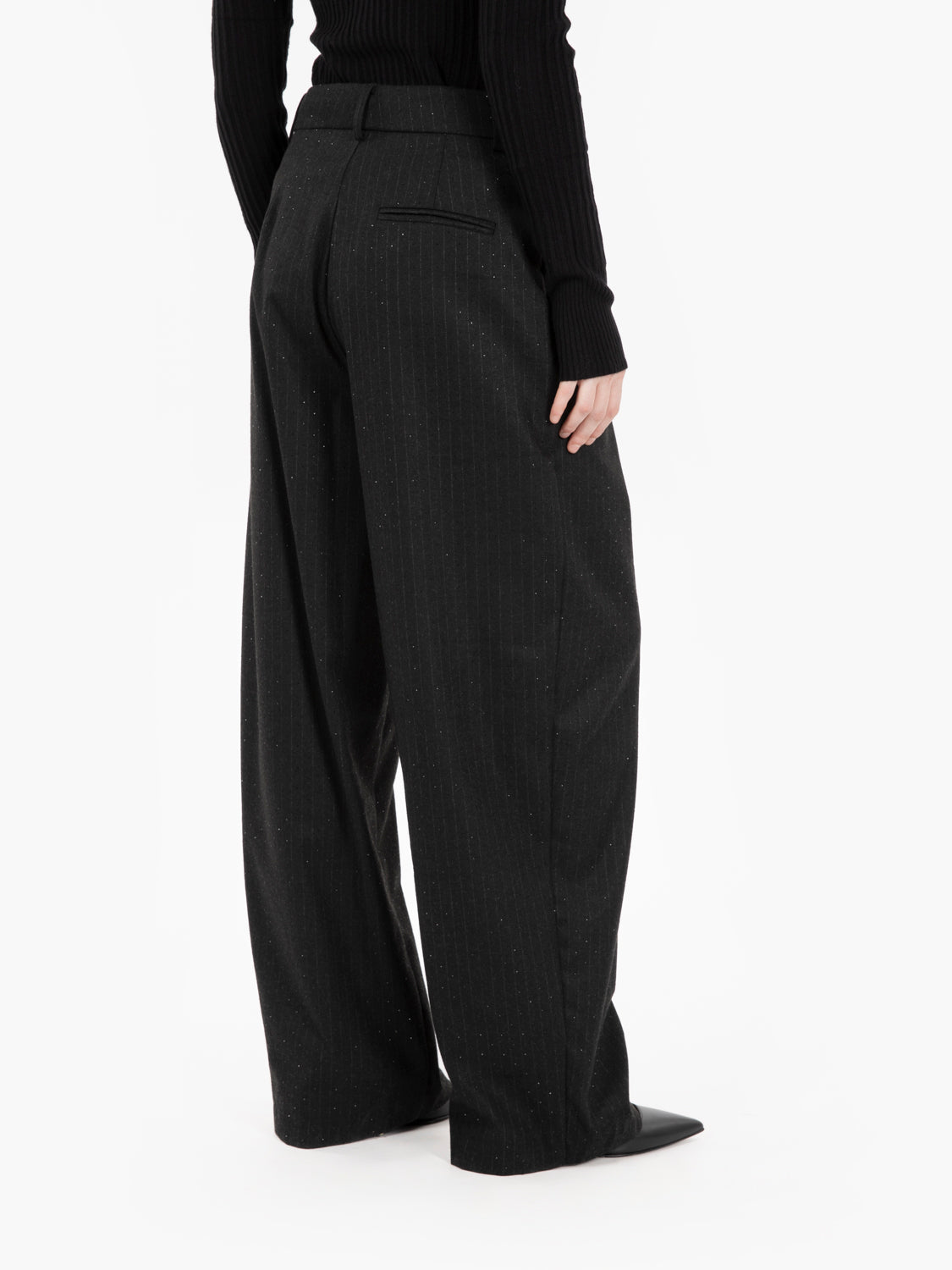 Black rhinestone pinstriped trousers