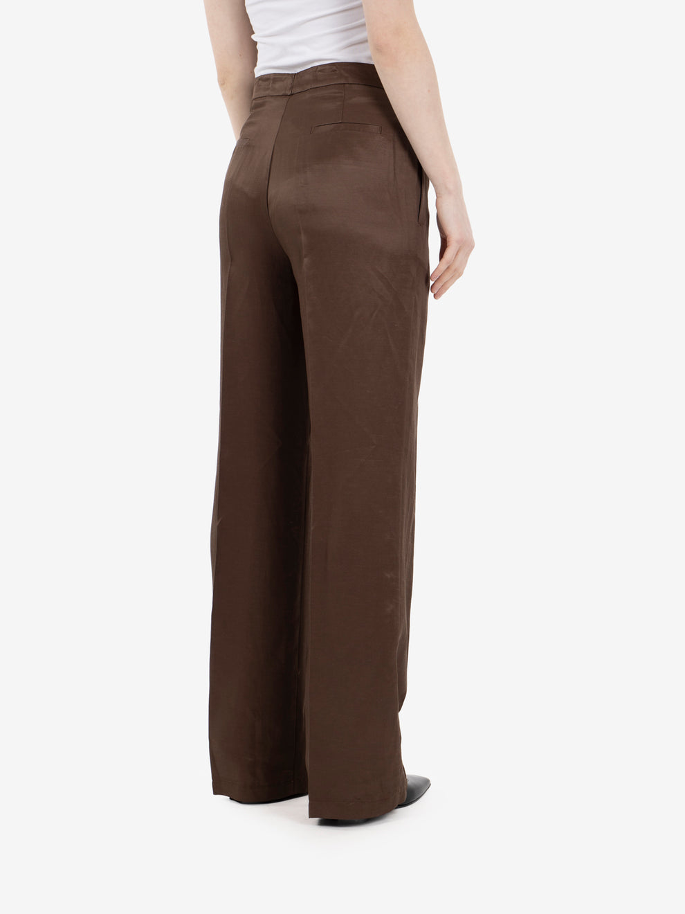 Dark brown viscose blend trousers