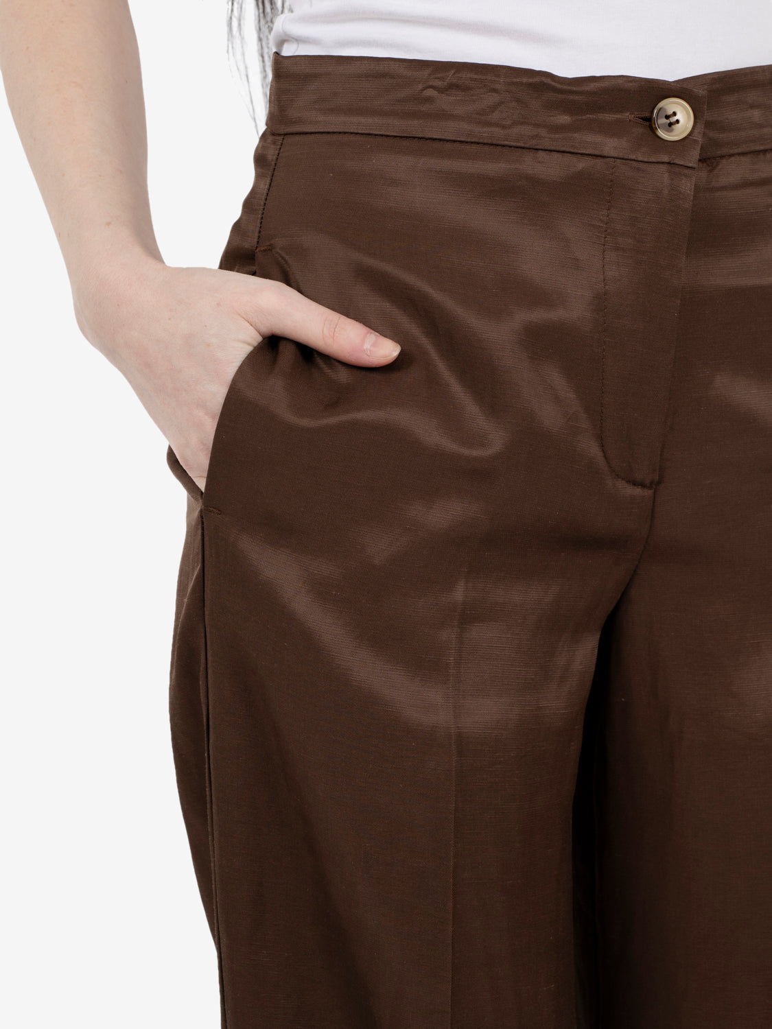 Dark brown viscose blend trousers