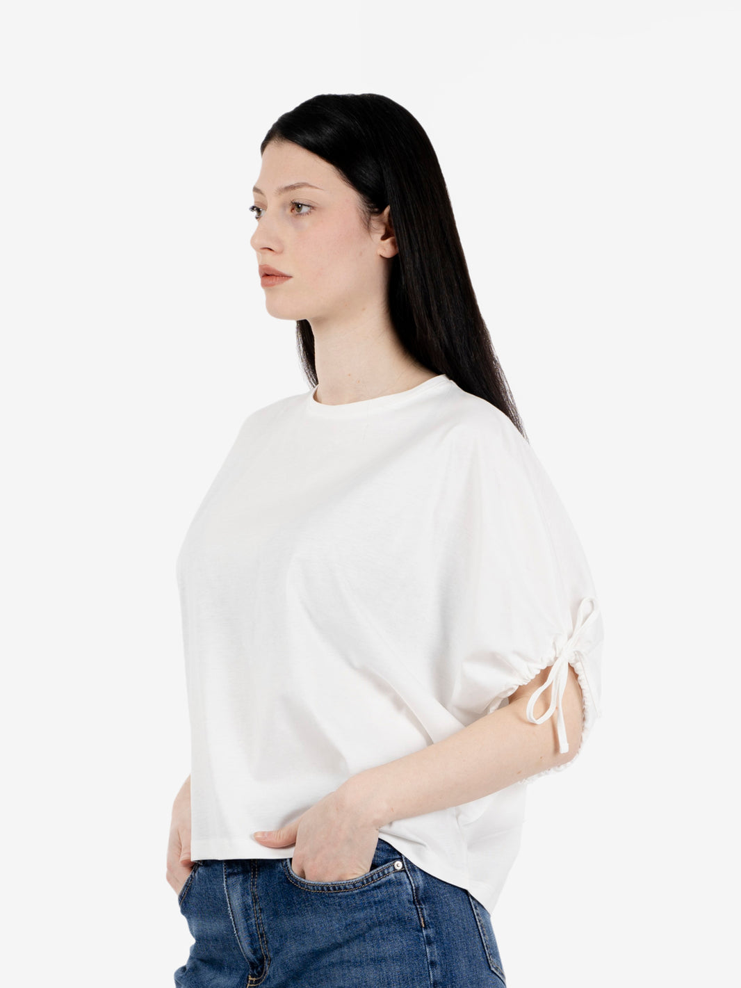 T-shirt over con laccetti bianca
