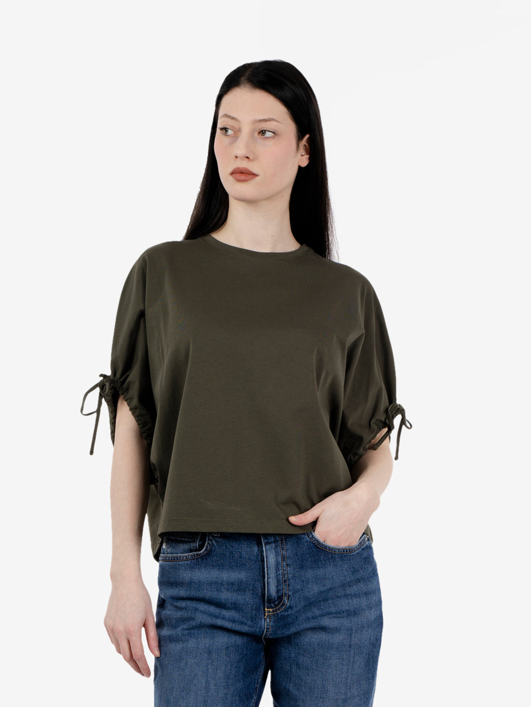 T-shirt over con laccetti verde