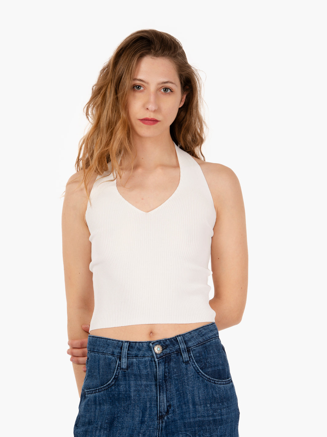 Top con schiena scoperta bianco
