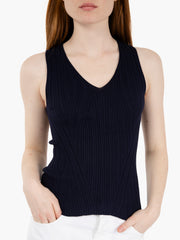 VICOLO - Top in maglia a costine blu