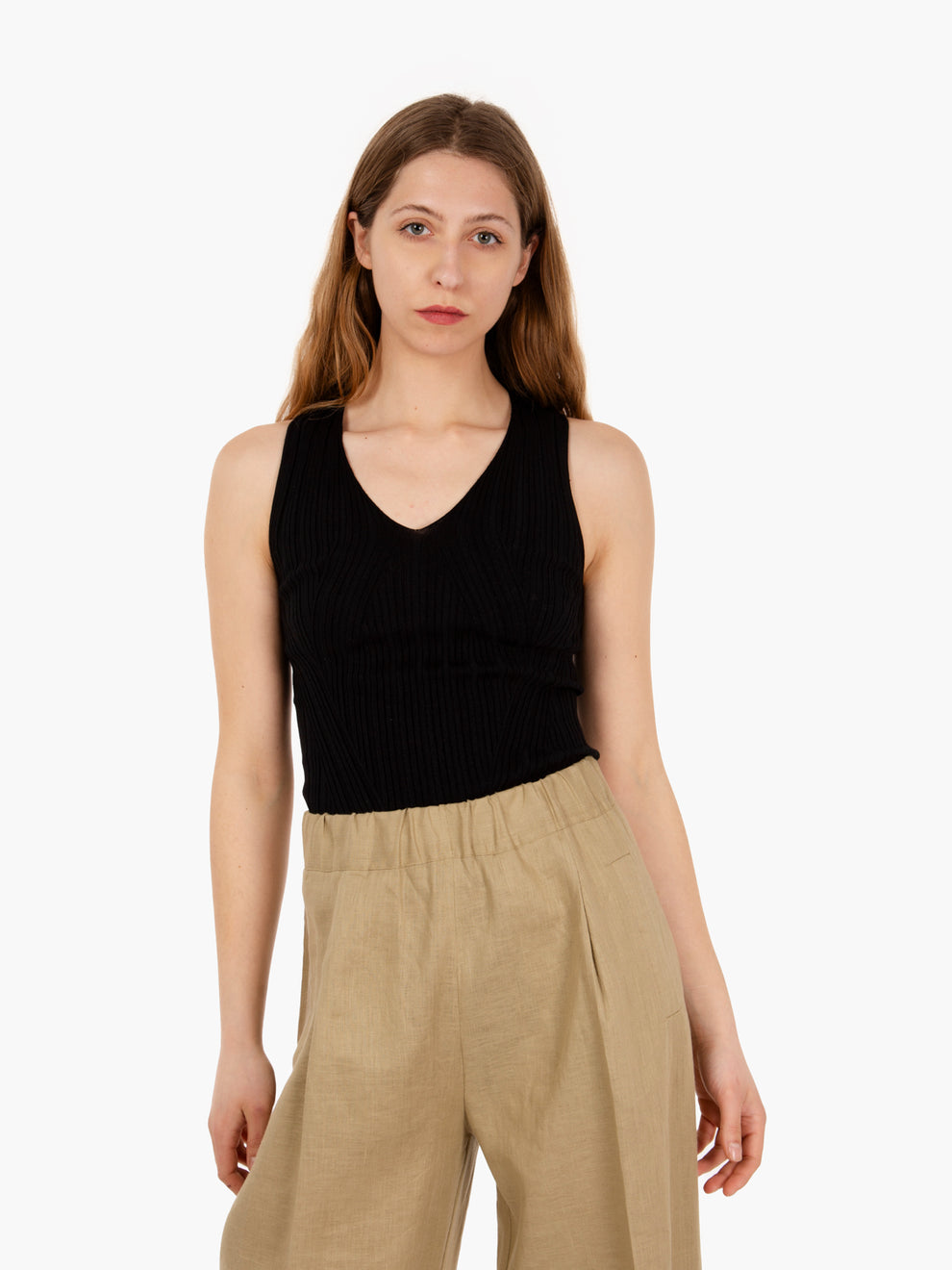 Vicolo Top in maglia a costine nero STIMM