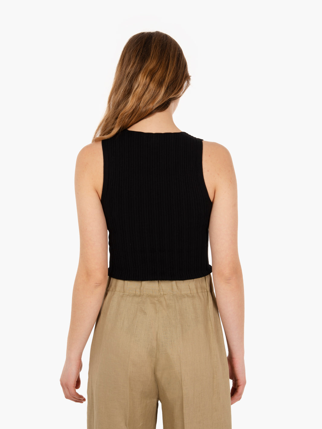 Top in maglia a costine nero