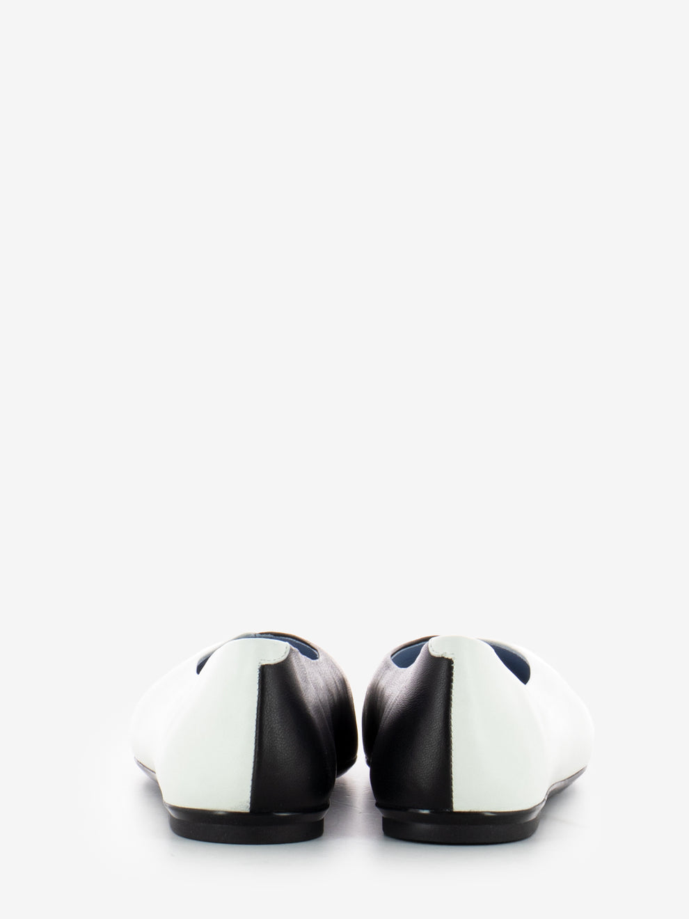 Ellen ballerina in white / black nappa